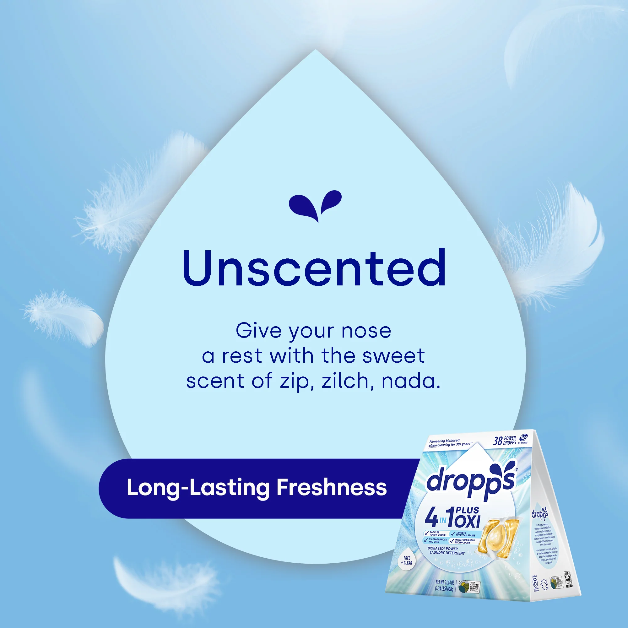 38 Count 4-in-1 Plus Oxi Biobased Power Laundry Detergent Pods, Unscented - Image 5