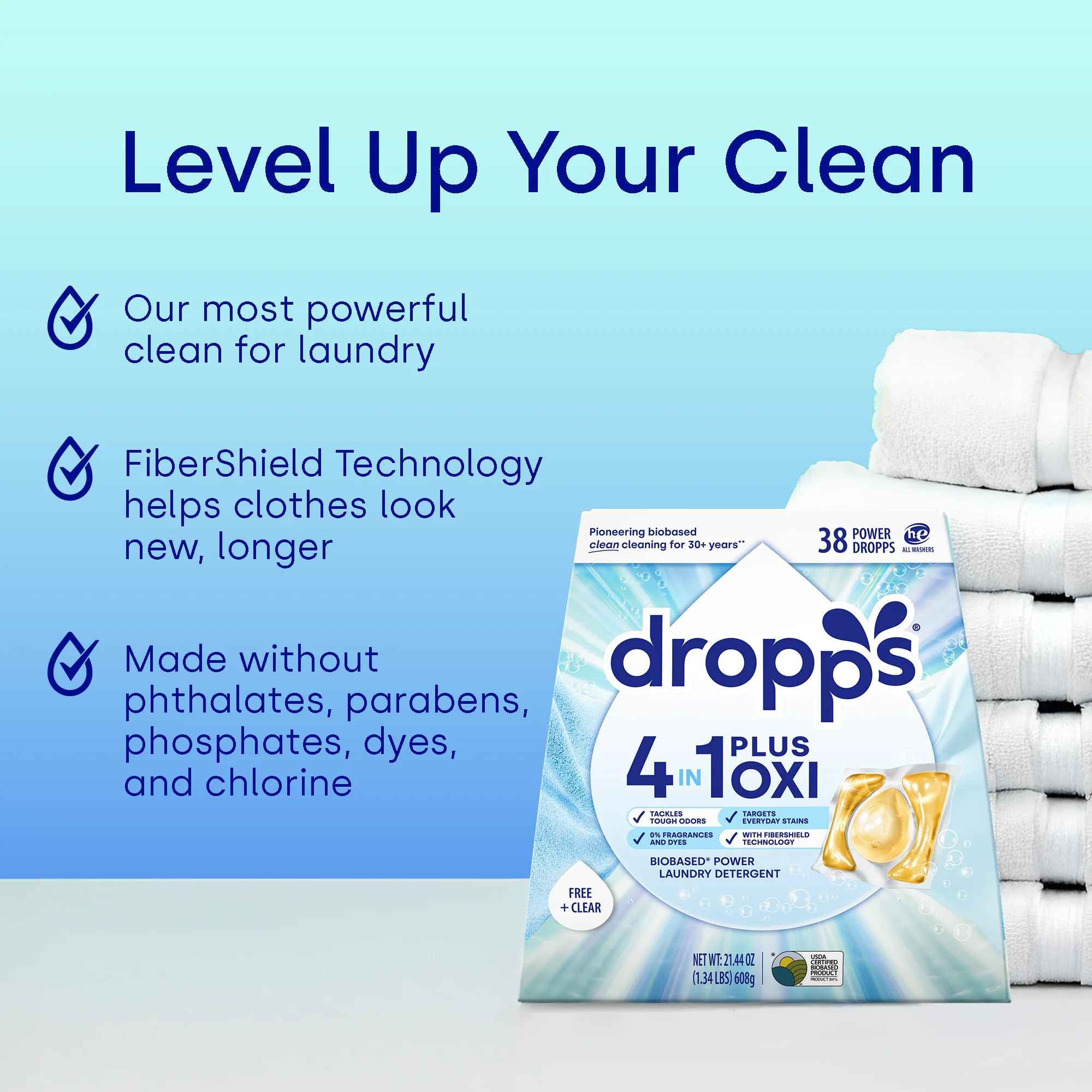 38 Count 4-in-1 Plus Oxi Biobased Power Laundry Detergent Pods, Unscented - Image 6