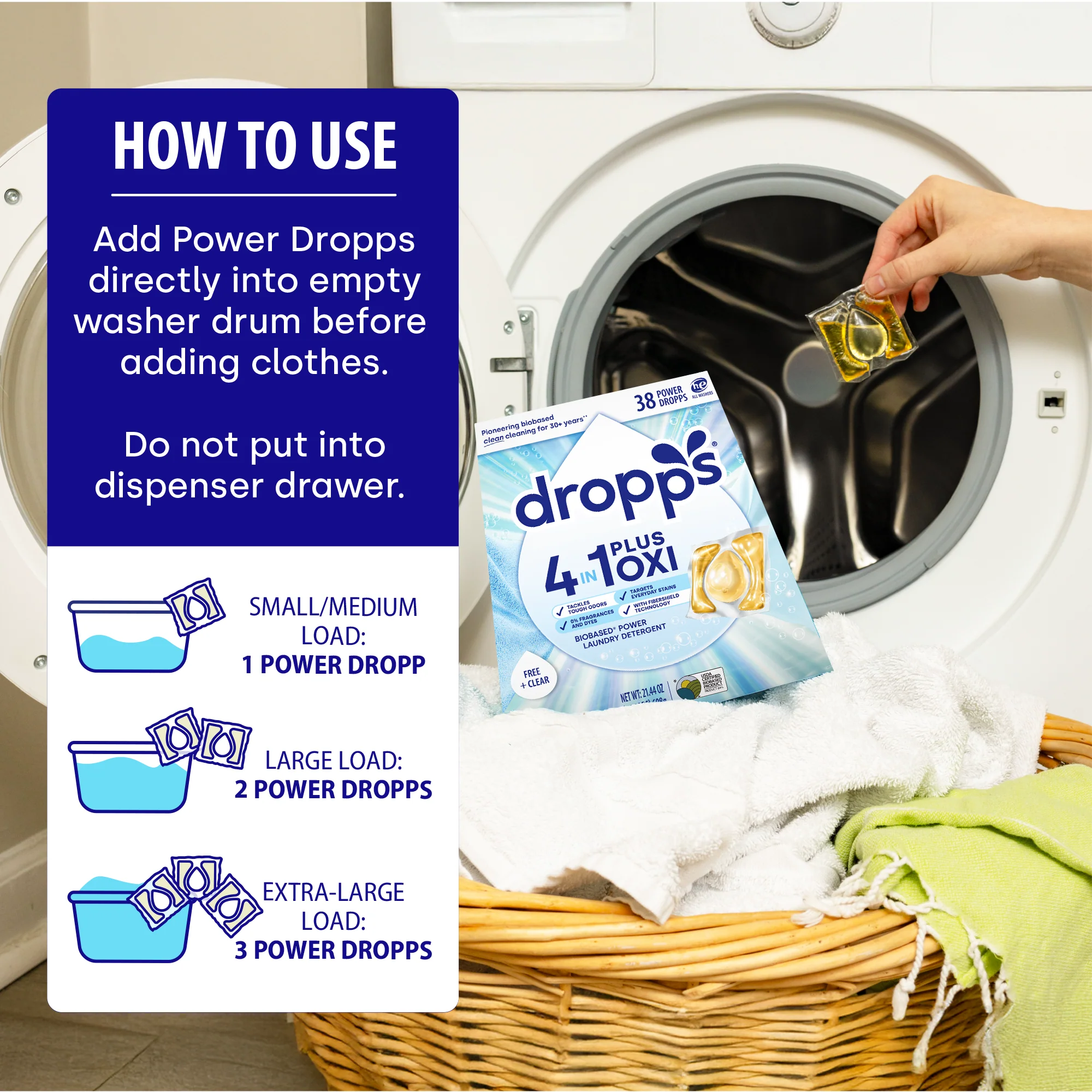 38 Count 4-in-1 Plus Oxi Biobased Power Laundry Detergent Pods, Unscented - Image 8