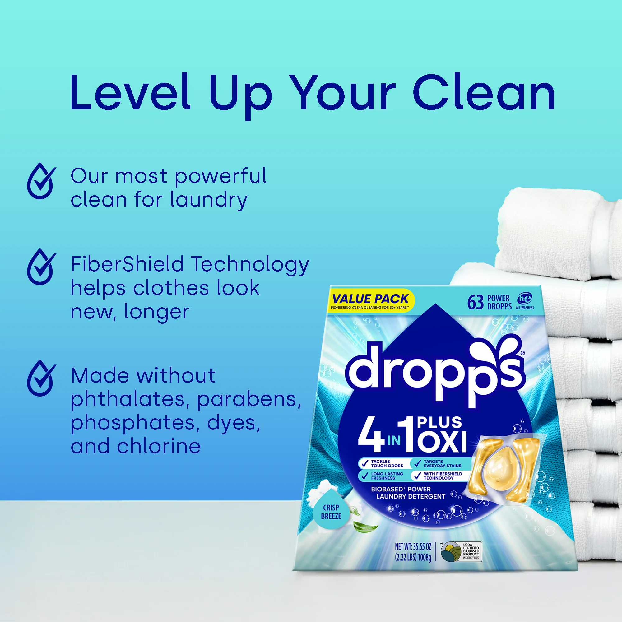 4-in-1 Plus Oxi Biobased Power Laundry Detergent Pods, Crisp Breeze - Image 6