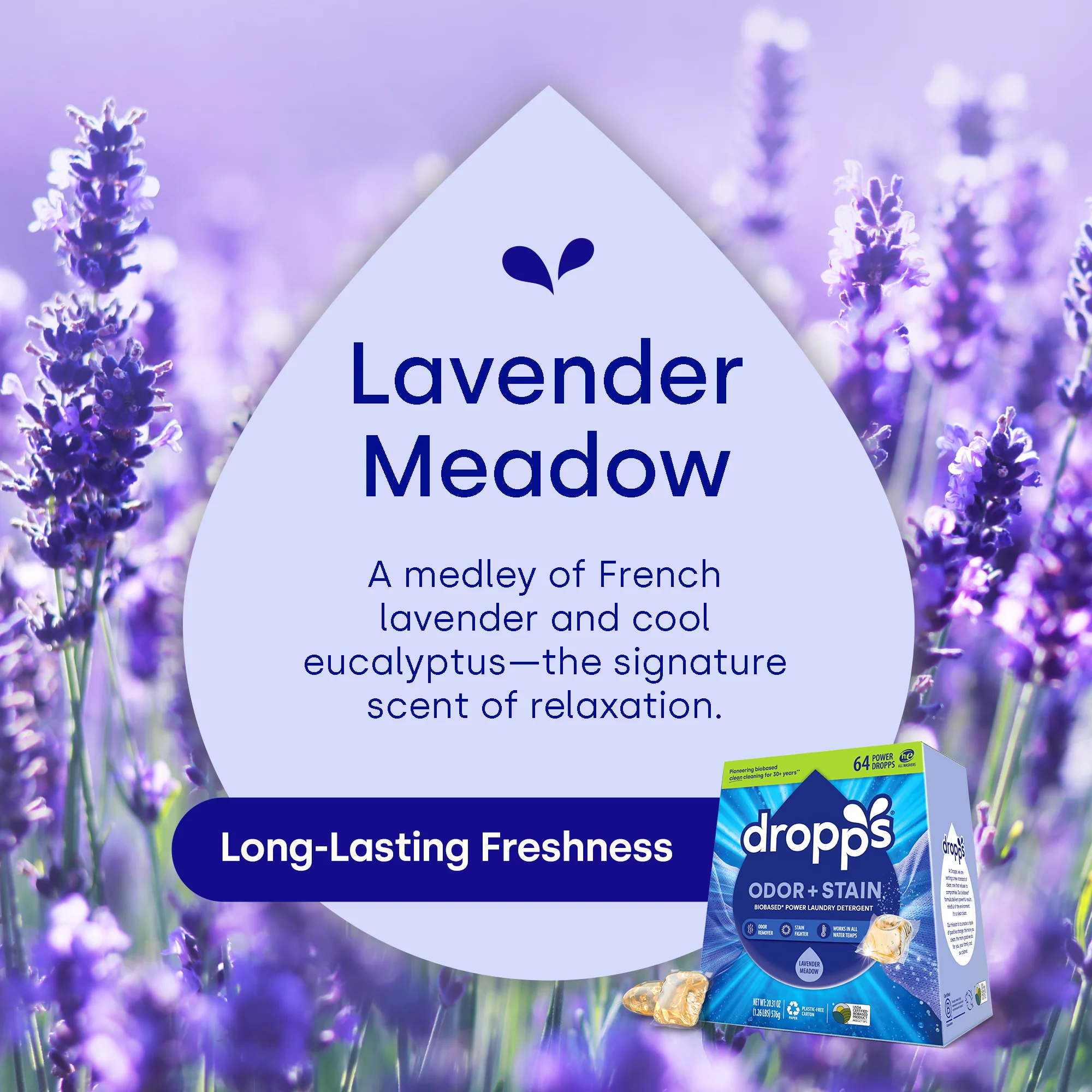 Odor & Stain Laundry Detergent Pods, Lavender Meadow - Image 7