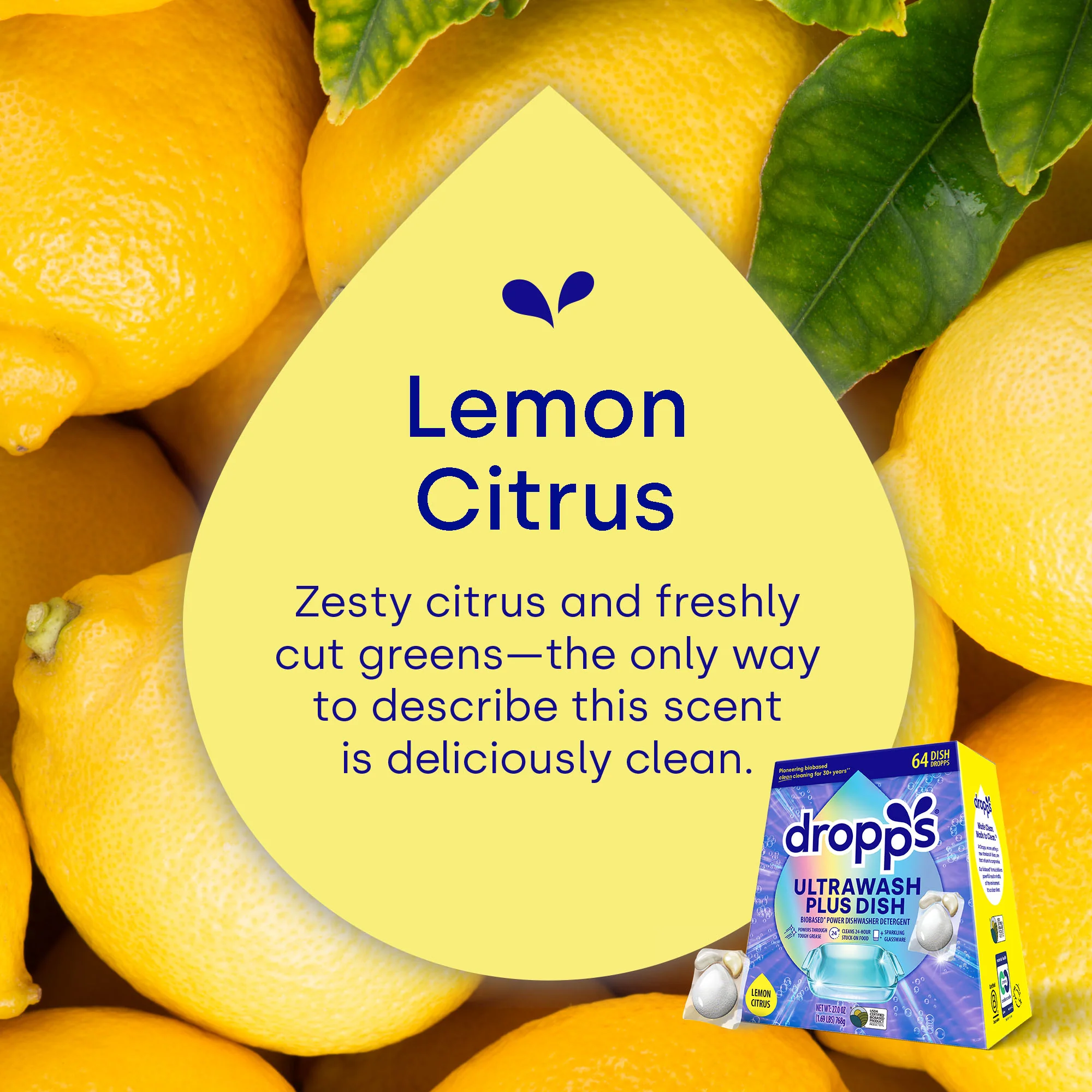 UltraWash Plus Biobased Power Dishwasher Detergent Pods, Lemon Citrus - Image 6