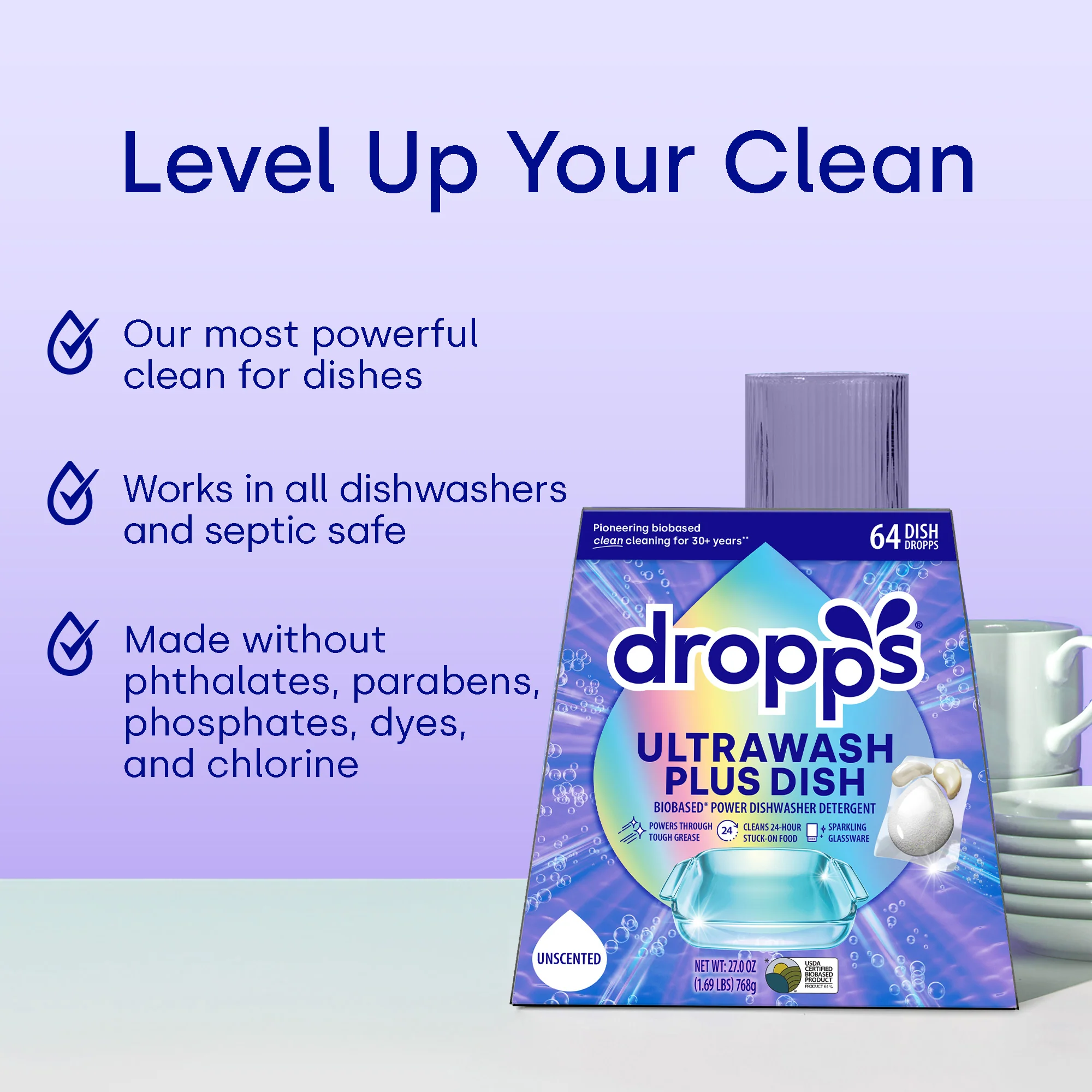 UltraWash Plus Biobased Power Dishwasher Detergent Pods, Unscented - Image 6